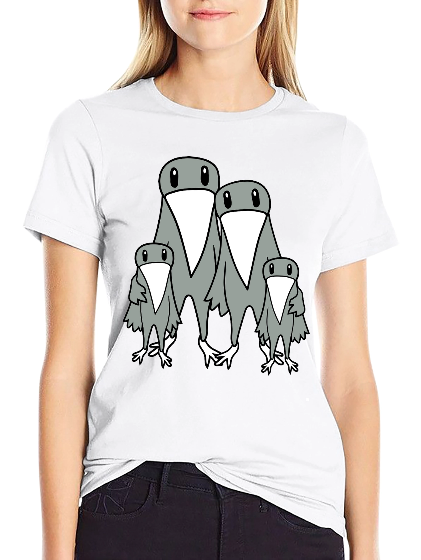 Penguin Family Graphic Print Mens Black T-Shirt
