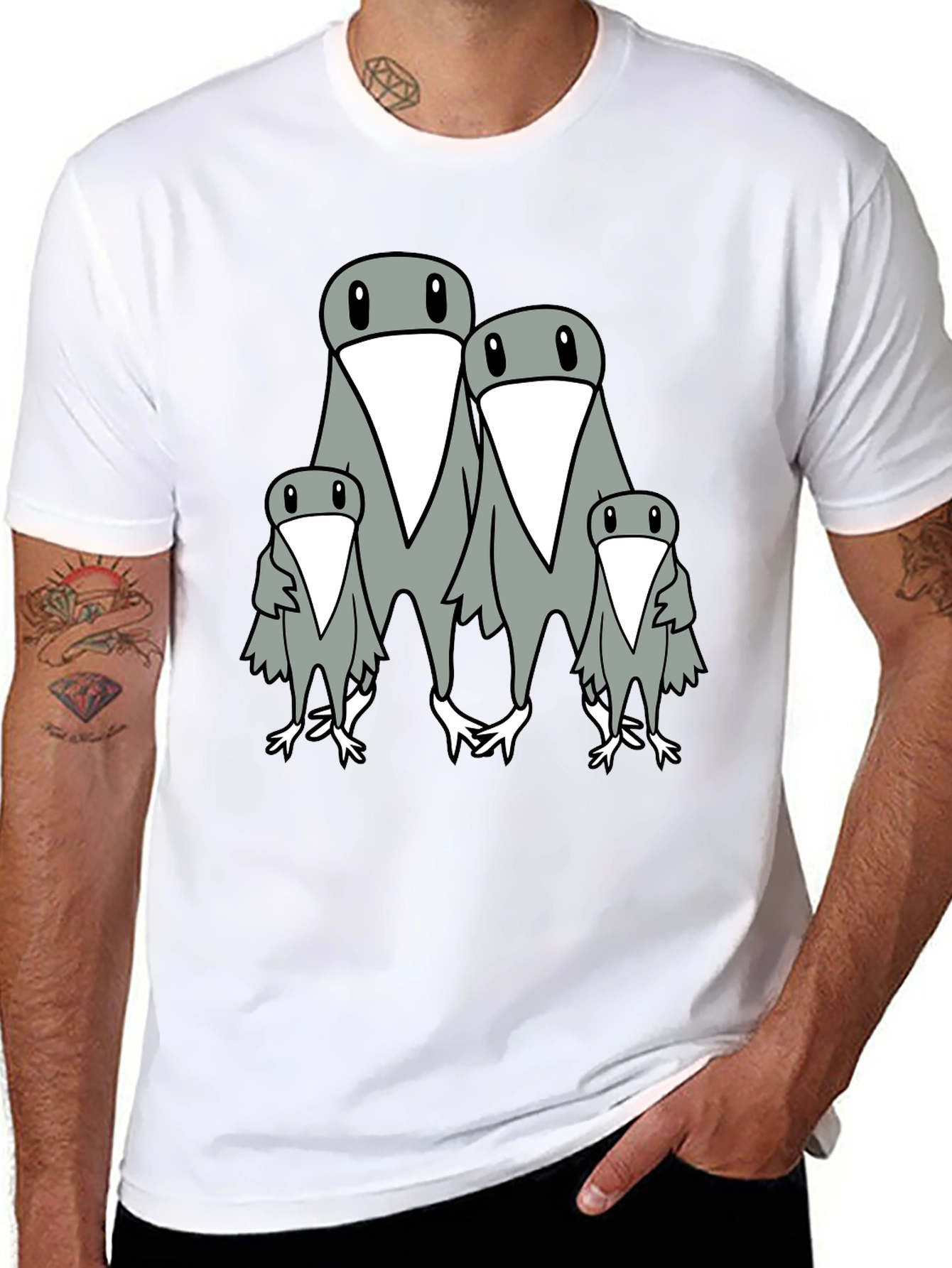 Penguin Family Graphic Print Mens Black T-Shirt