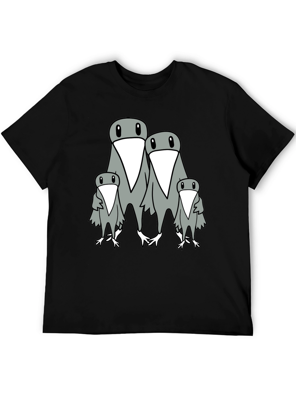 Penguin Family Graphic Print Mens Black T-Shirt
