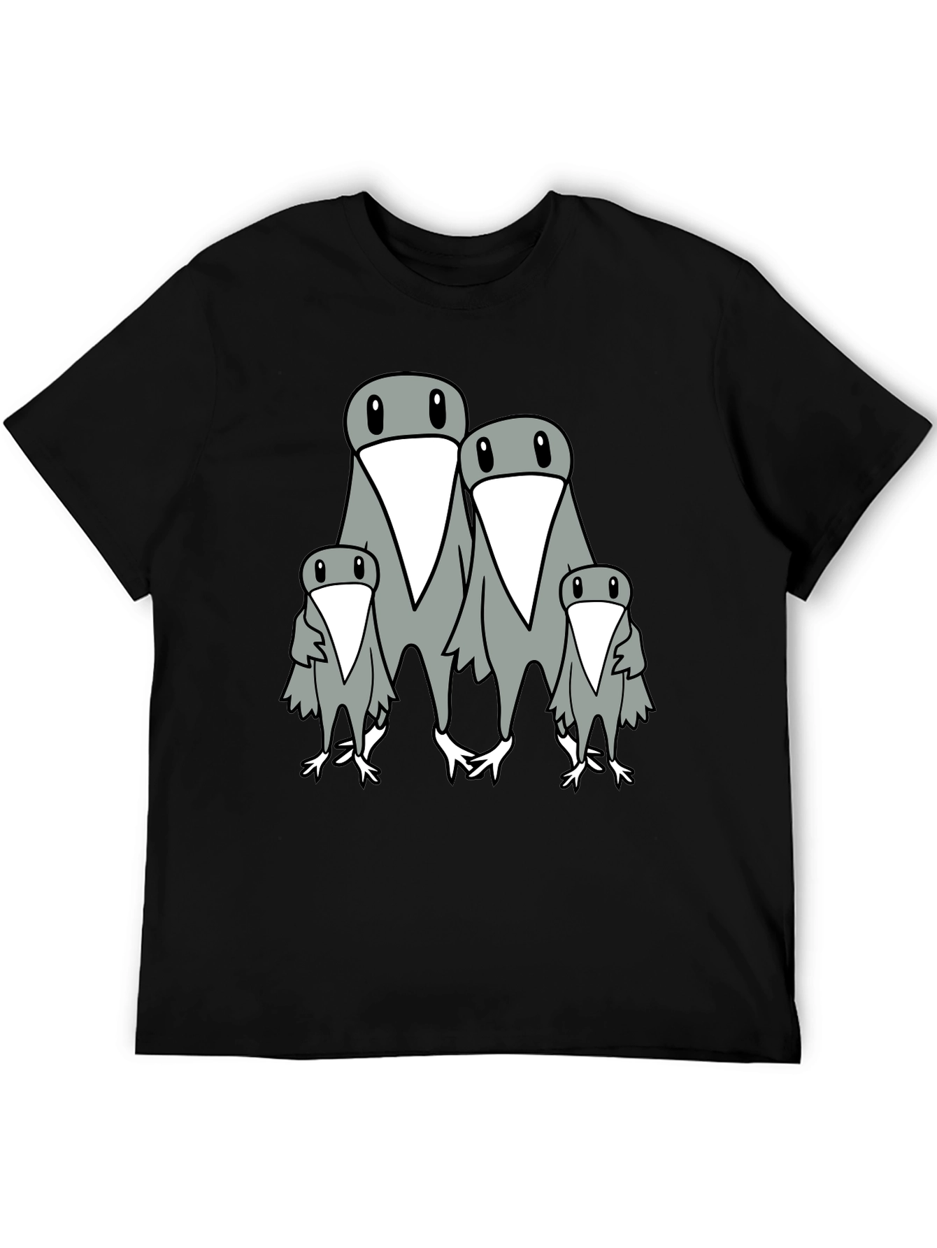Penguin Family Graphic Print Mens Black T-Shirt
