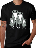 Penguin Family Graphic Print Mens Black T-Shirt