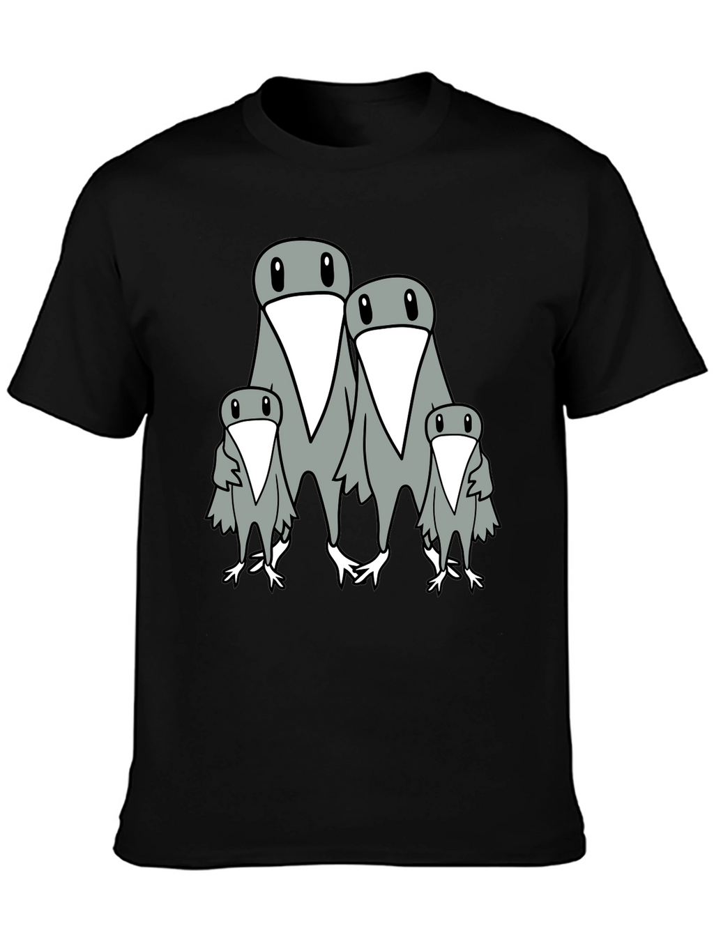 Penguin Family Graphic Print Mens Black T-Shirt