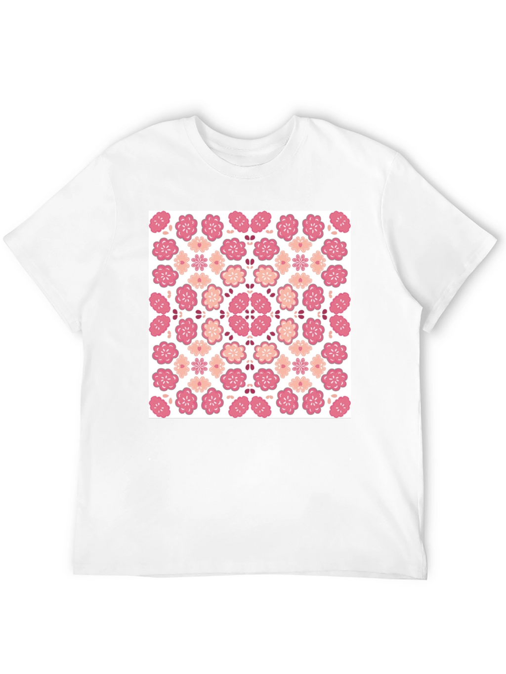 Floral Blossom Print Black Crew Neck Tee