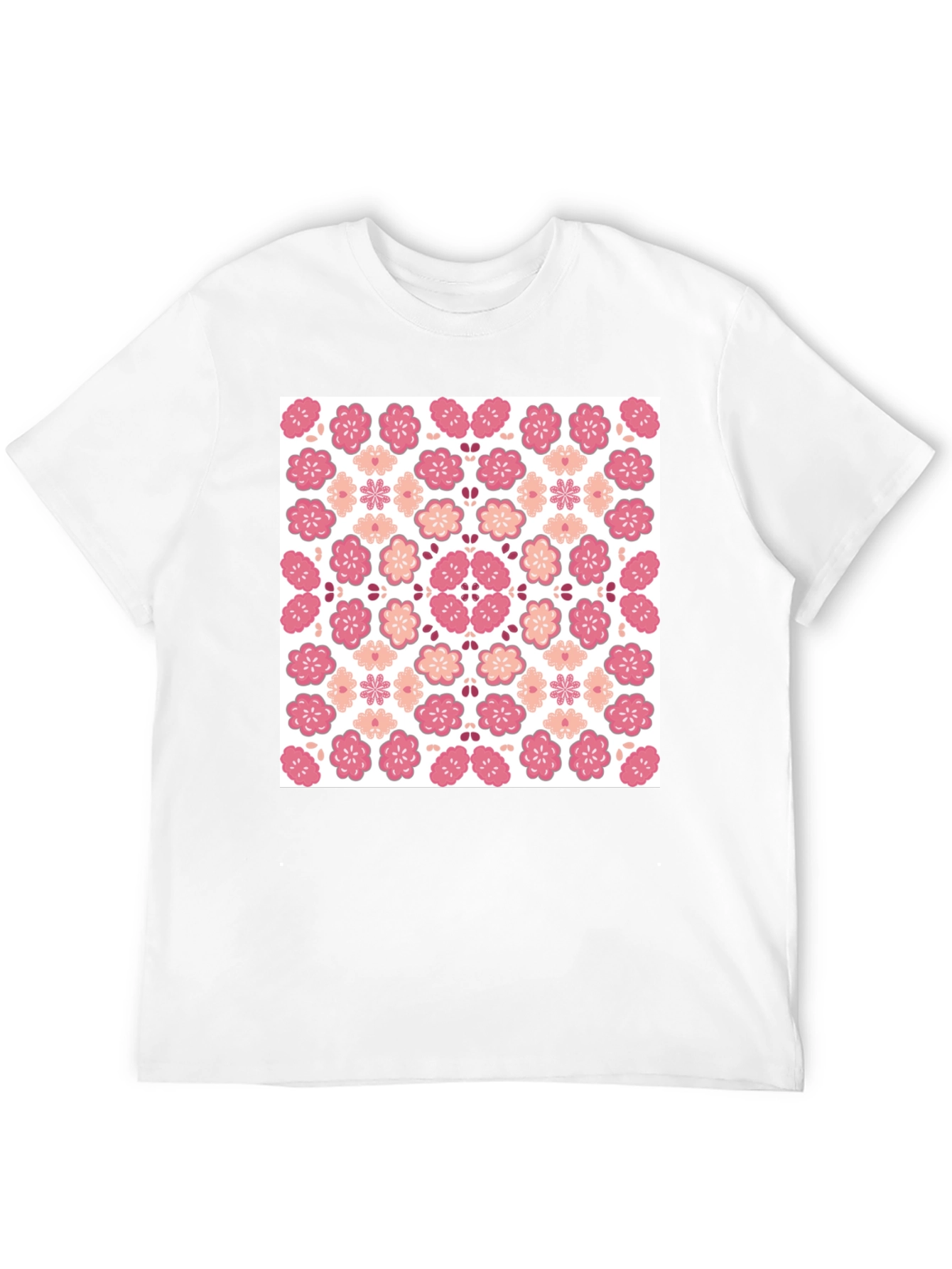 Floral Blossom Print Black Crew Neck Tee