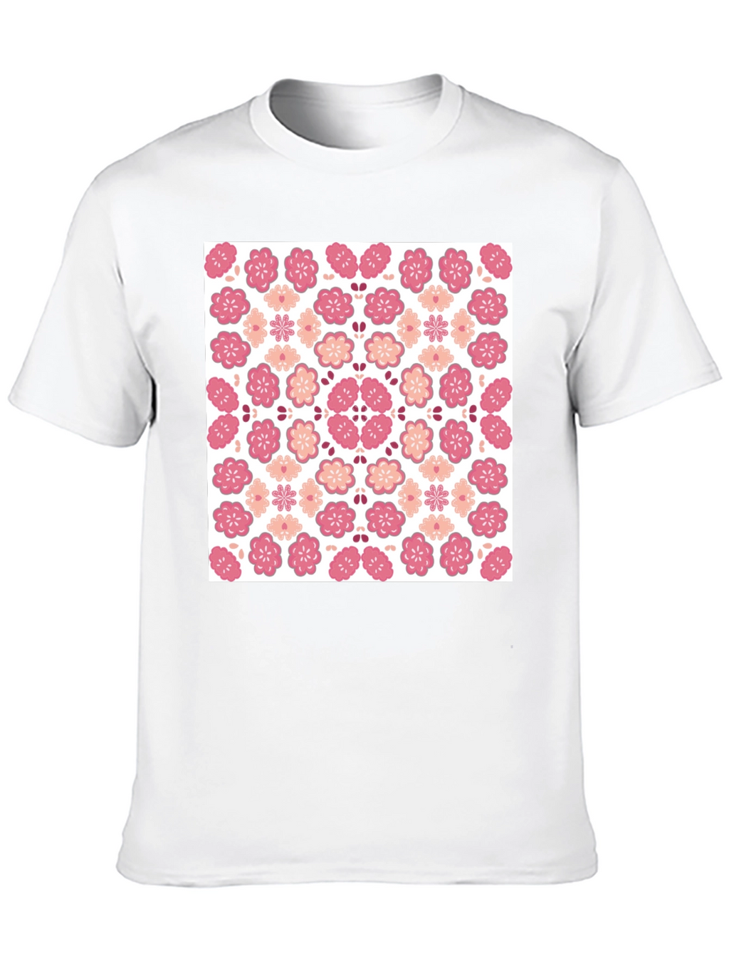 Floral Blossom Print Black Crew Neck Tee
