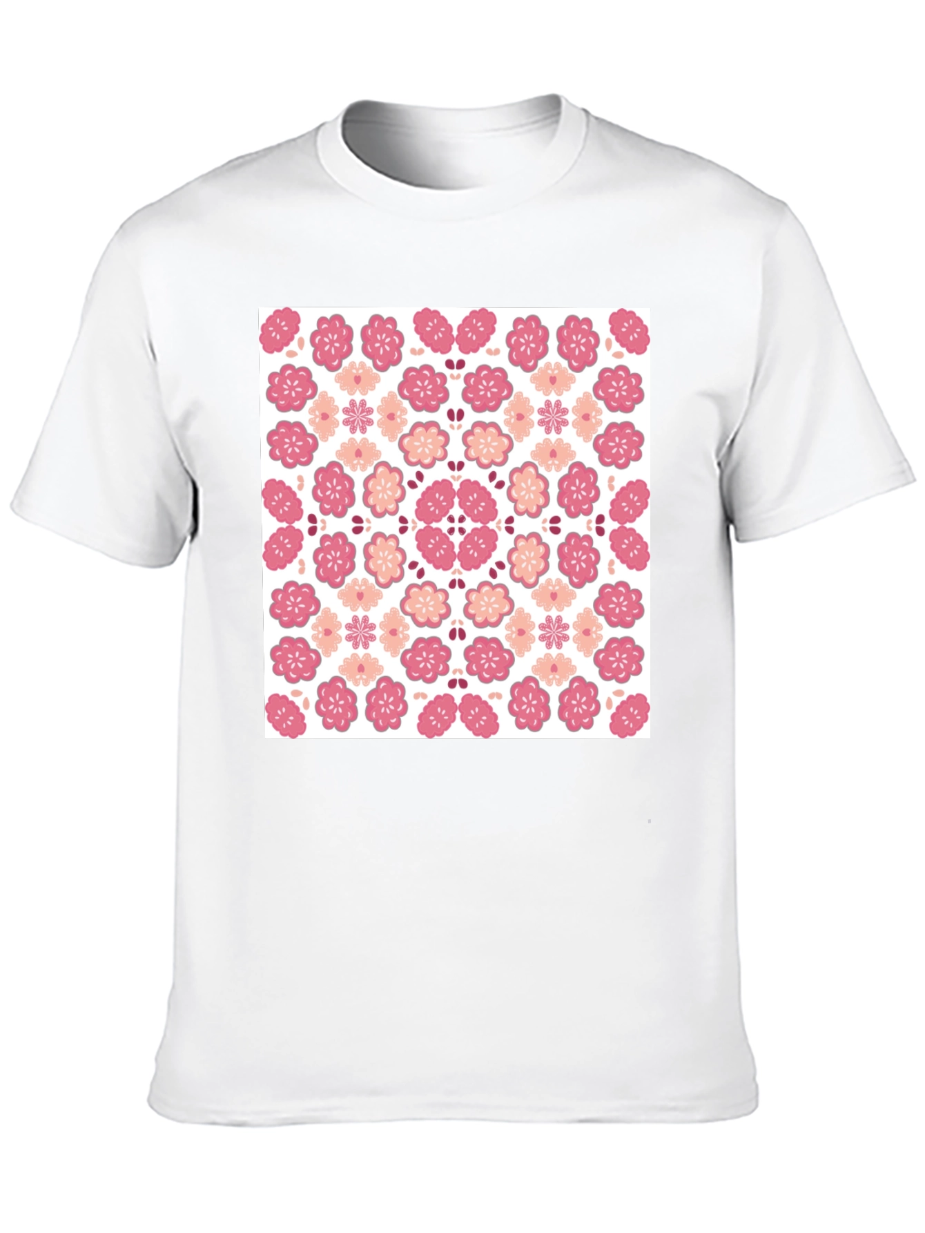 Floral Blossom Print Black Crew Neck Tee