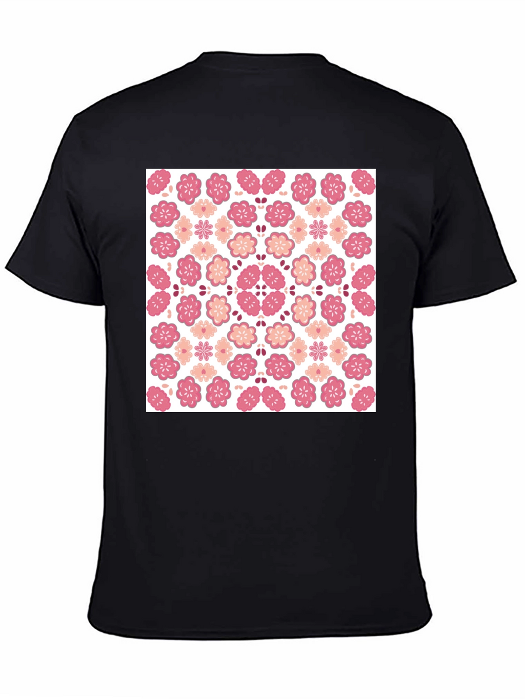 Floral Blossom Print Black Crew Neck Tee