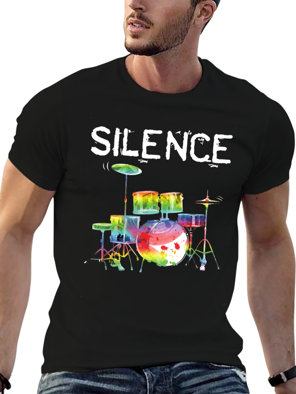Silence Drums Graphic Tee - Music Lover Shirt