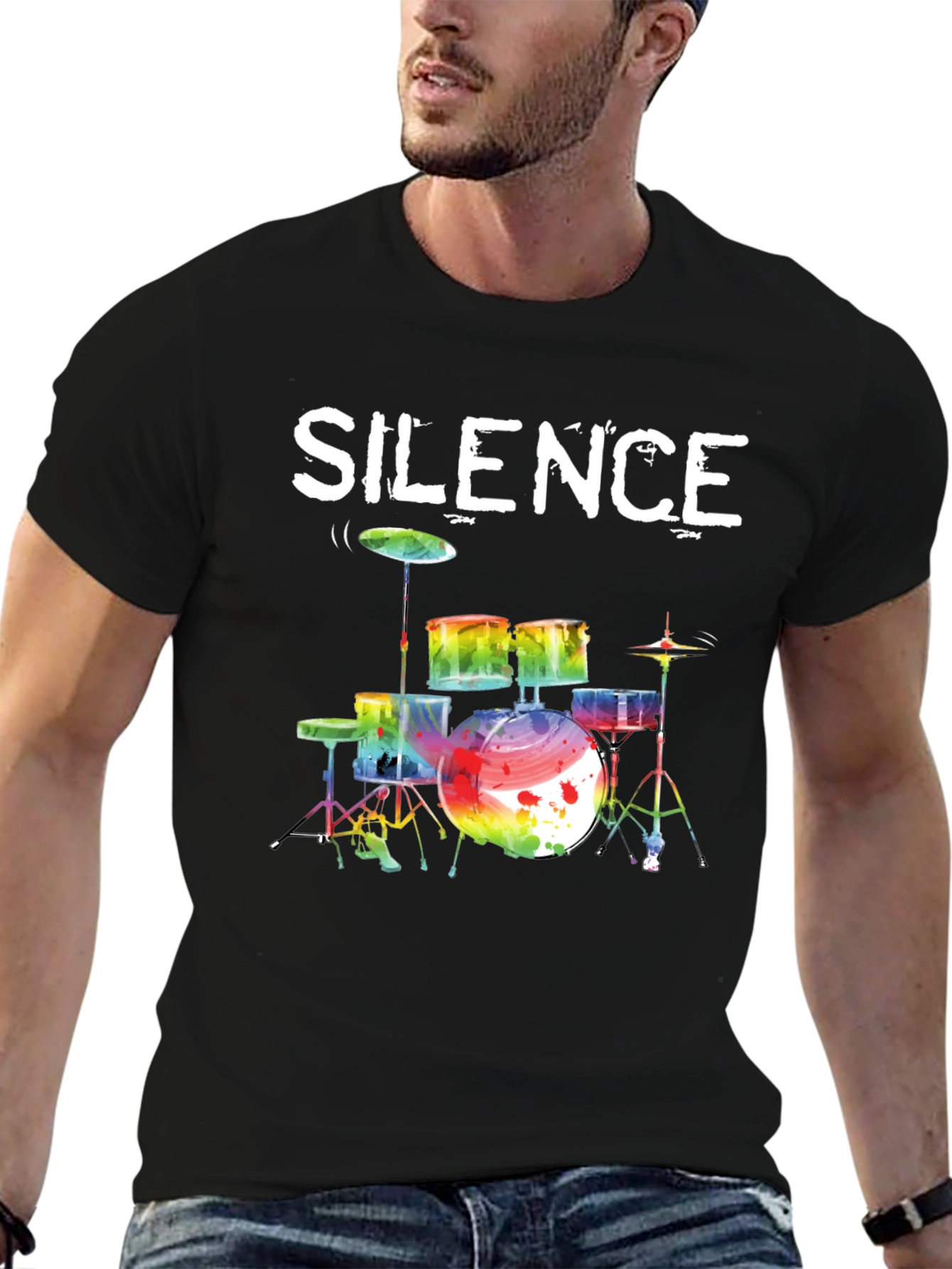 Silence Drums Graphic Tee - Music Lover Shirt
