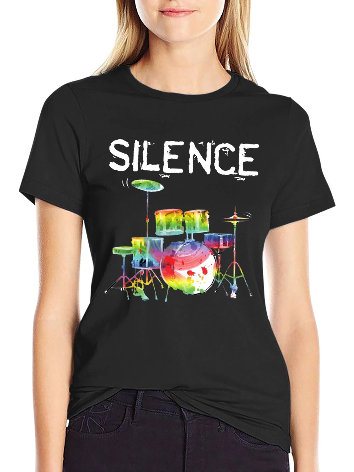Silence Drums Graphic Tee - Music Lover Shirt