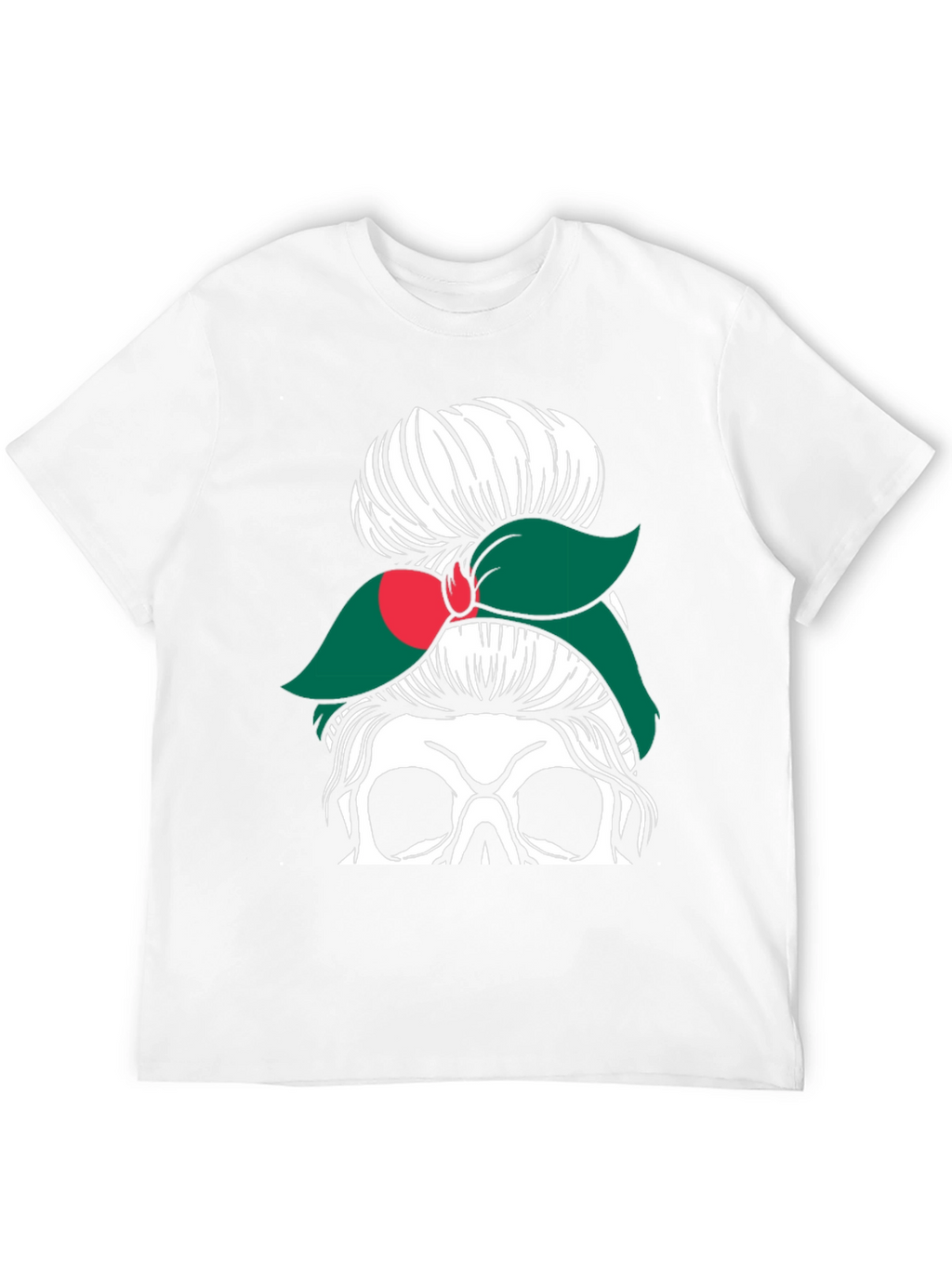 Messy Bun Skull Bangladesh Flag T-Shirt