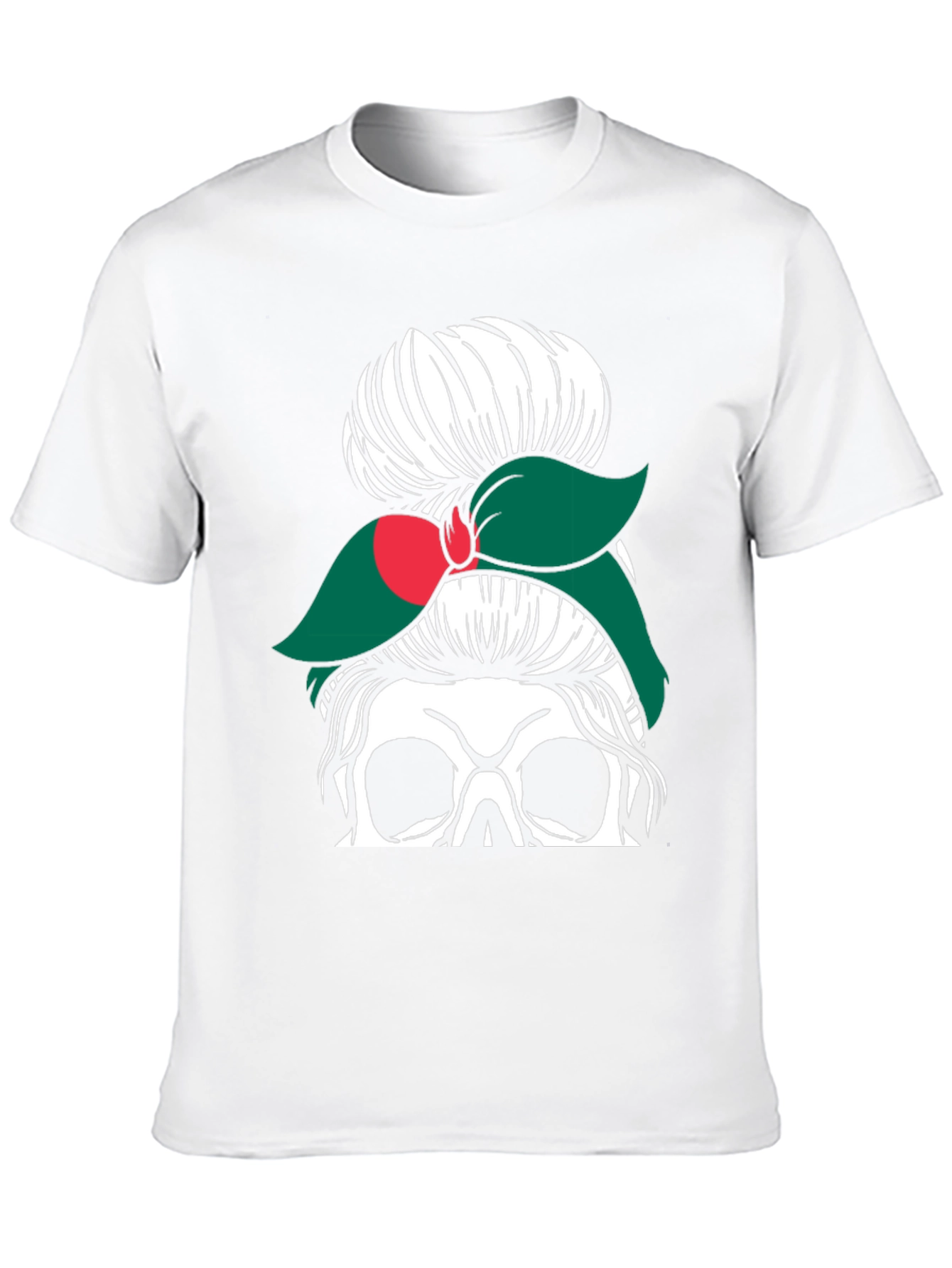 Messy Bun Skull Bangladesh Flag T-Shirt