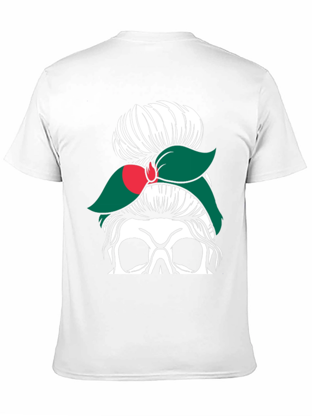 Messy Bun Skull Bangladesh Flag T-Shirt