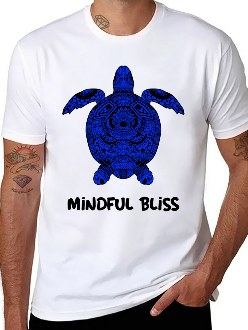 Mindful Bliss Sea Turtle Graphic Tee - Black