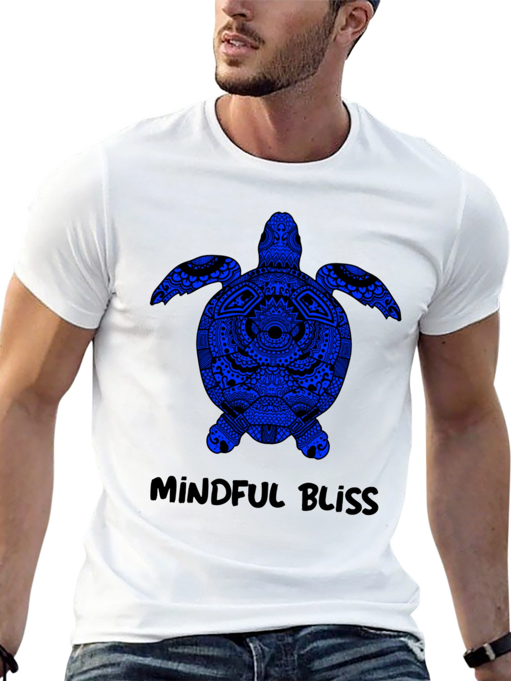 Mindful Bliss Sea Turtle Graphic Tee - Black