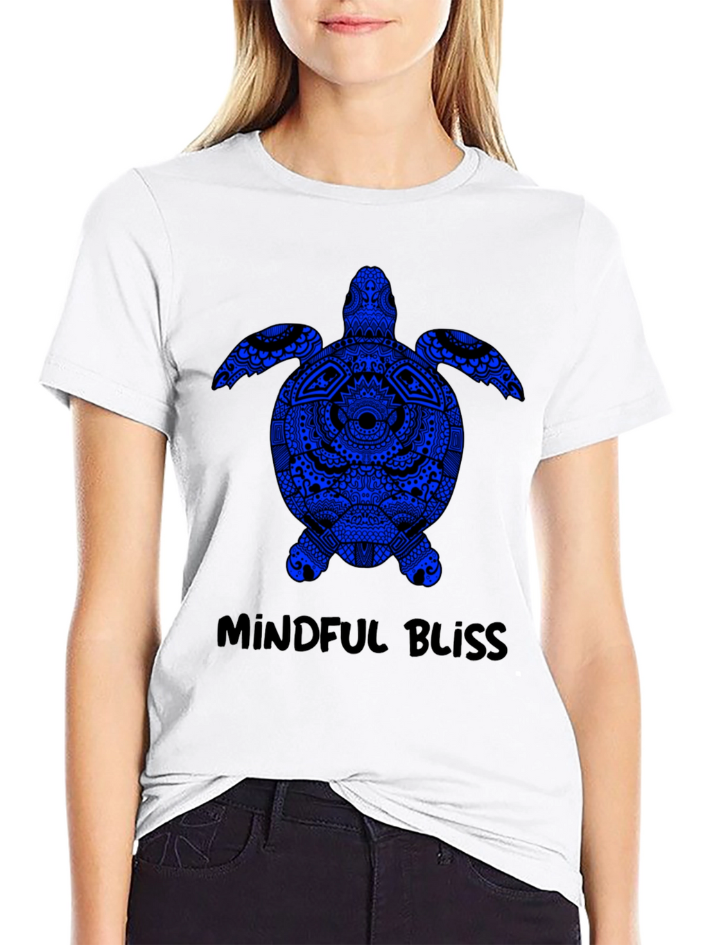 Mindful Bliss Sea Turtle Graphic Tee - Black