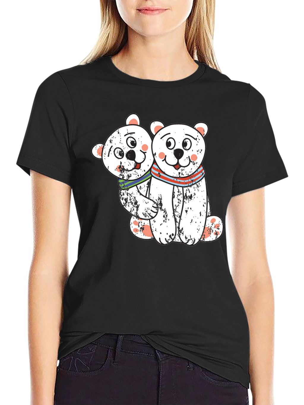 Cute Bear Couple Black T-Shirt