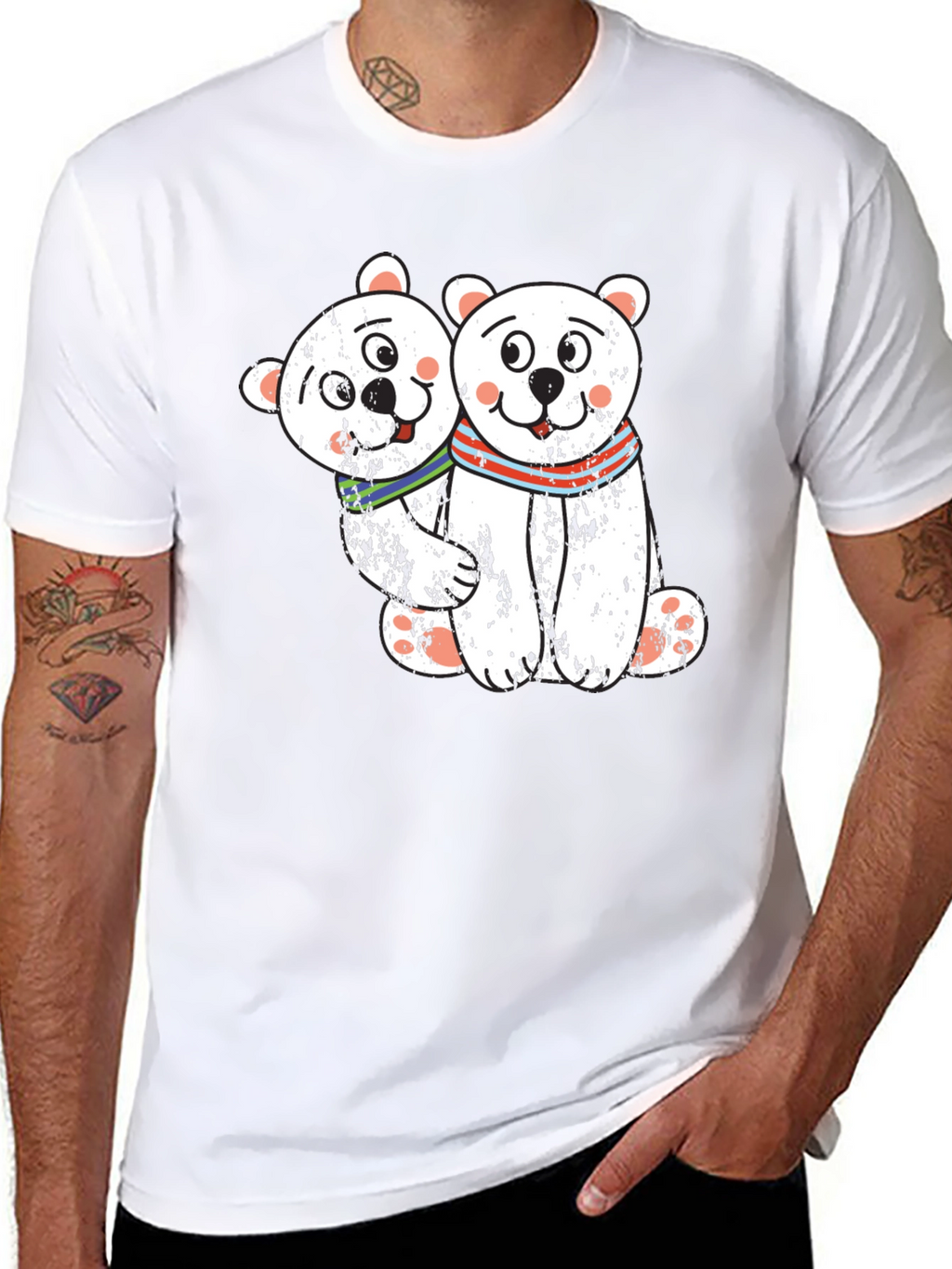 Cute Bear Couple Black T-Shirt