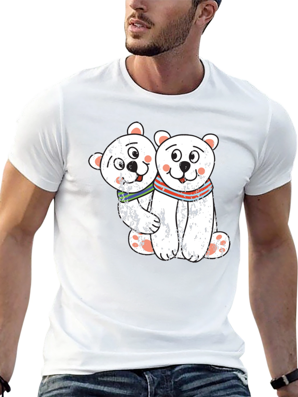 Cute Bear Couple Black T-Shirt