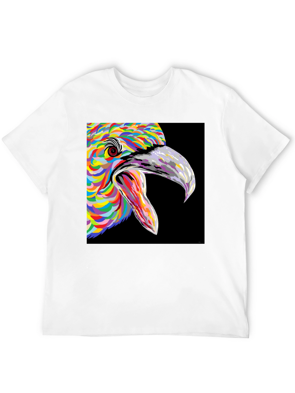 Vibrant Bird Art Graphic Tee - Black Unisex T-Shirt