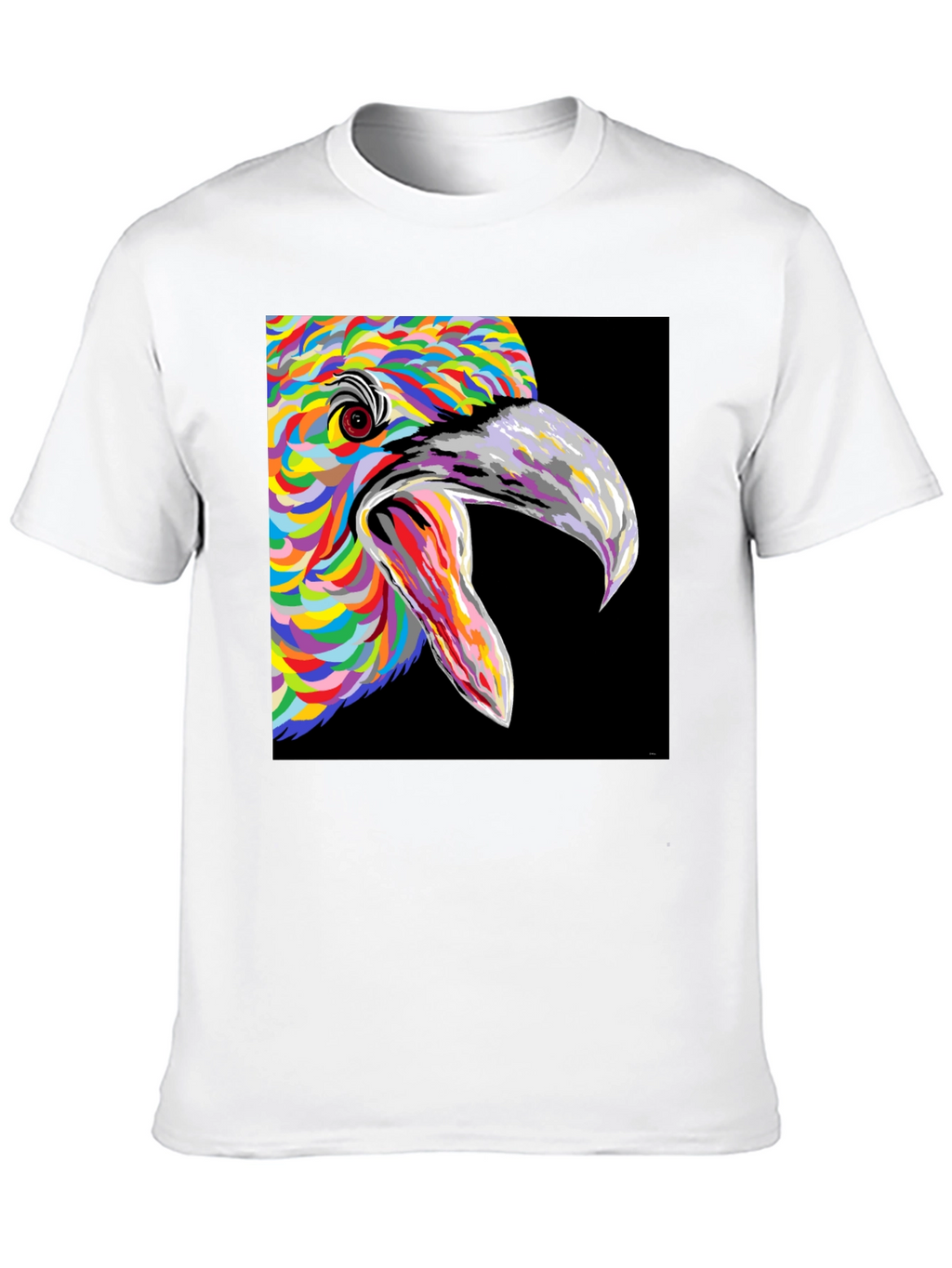 Vibrant Bird Art Graphic Tee - Black Unisex T-Shirt