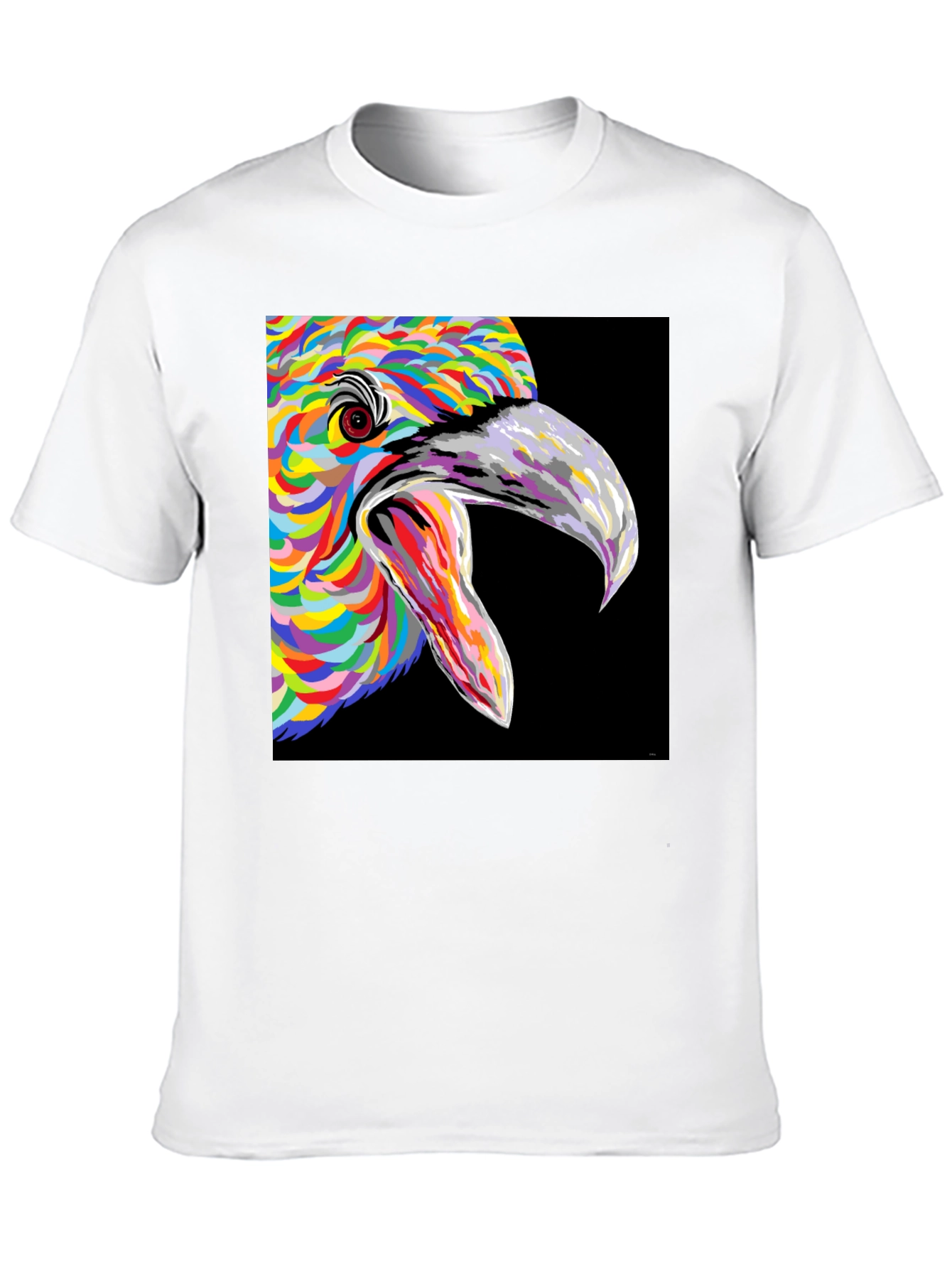 Vibrant Bird Art Graphic Tee - Black Unisex T-Shirt