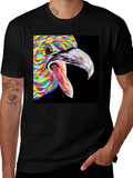 Vibrant Bird Art Graphic Tee - Black Unisex T-Shirt