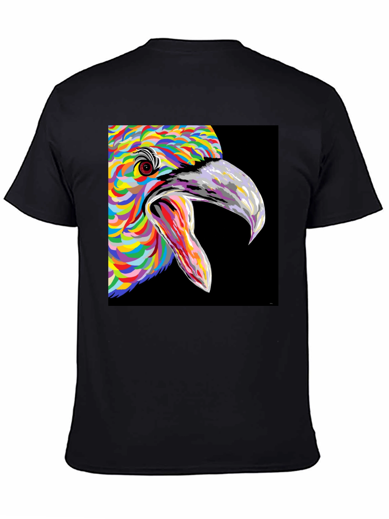 Vibrant Bird Art Graphic Tee - Black Unisex T-Shirt