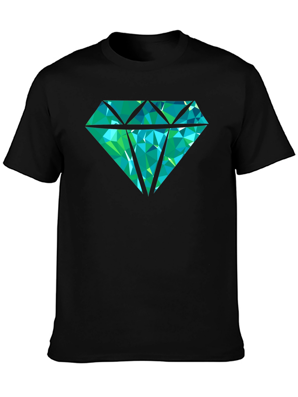 Geometric Diamond Graphic Print Tee - Black