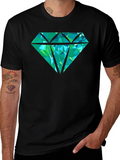 Geometric Diamond Graphic Print Tee - Black