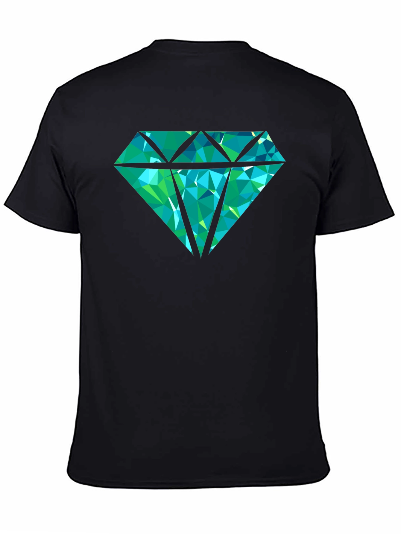 Geometric Diamond Graphic Print Tee - Black