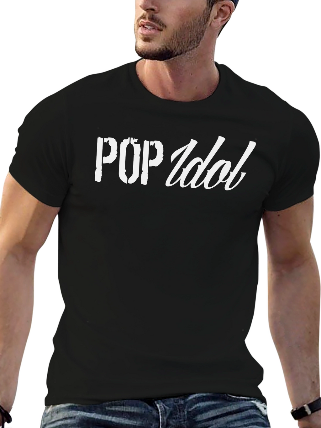 Pop Idol Graphic Print Black T-Shirt
