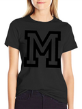 Mens Black Graphic Tee - Bold Letter M