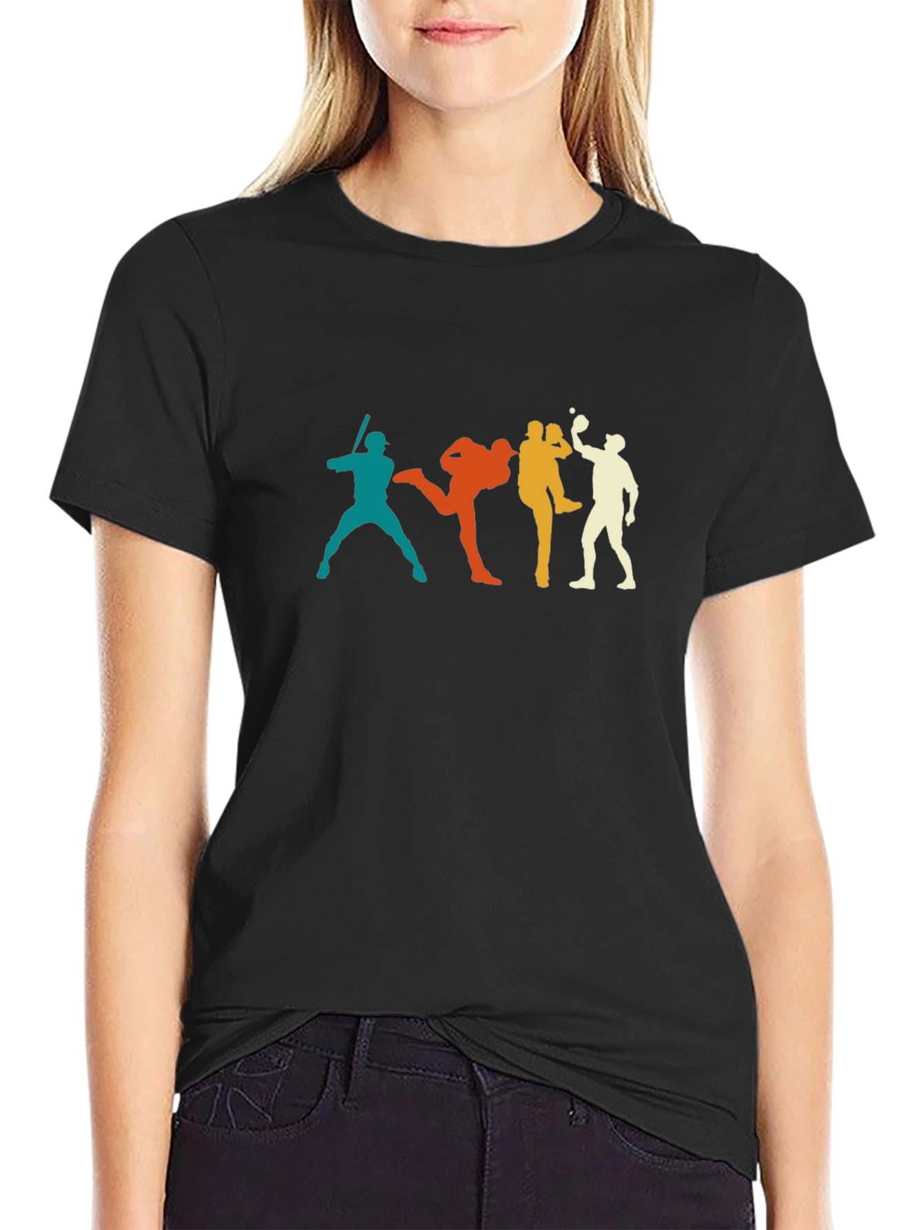 Retro Baseball Silhouette Graphic T-Shirt
