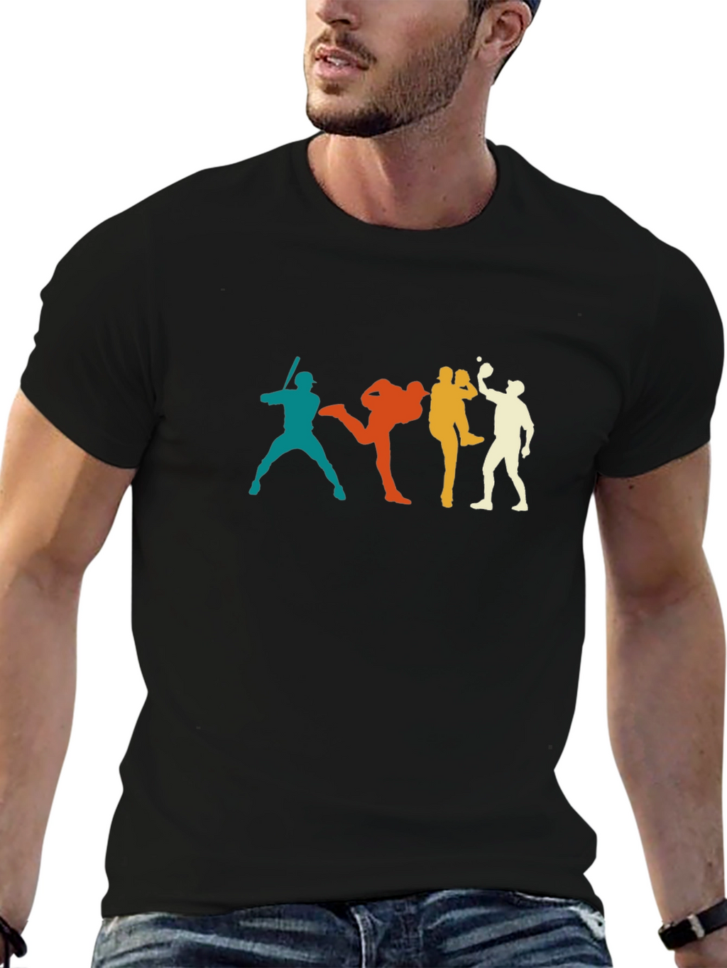 Retro Baseball Silhouette Graphic T-Shirt
