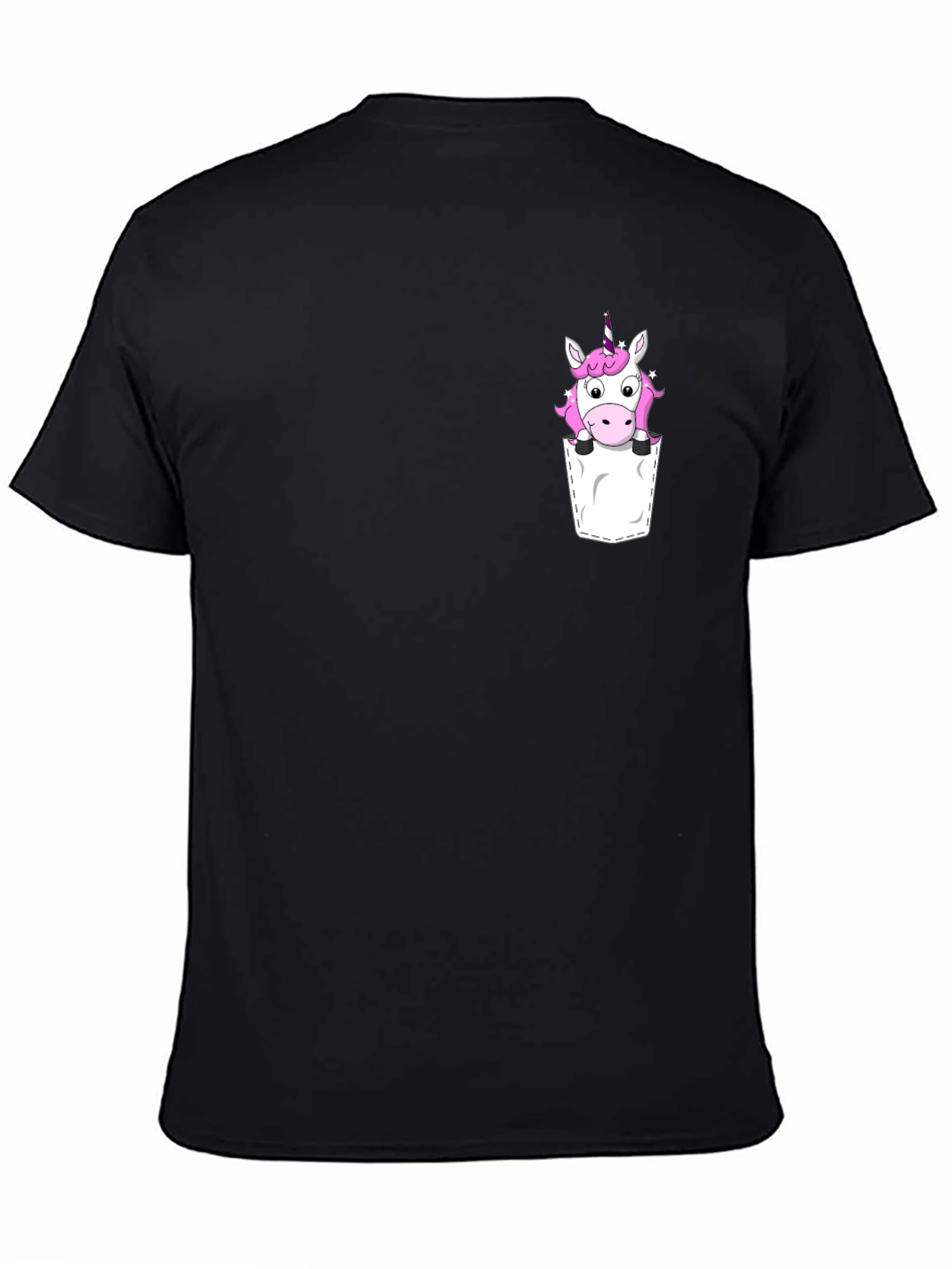 Unicorn Pocket T-Shirt - Black Cotton Tee