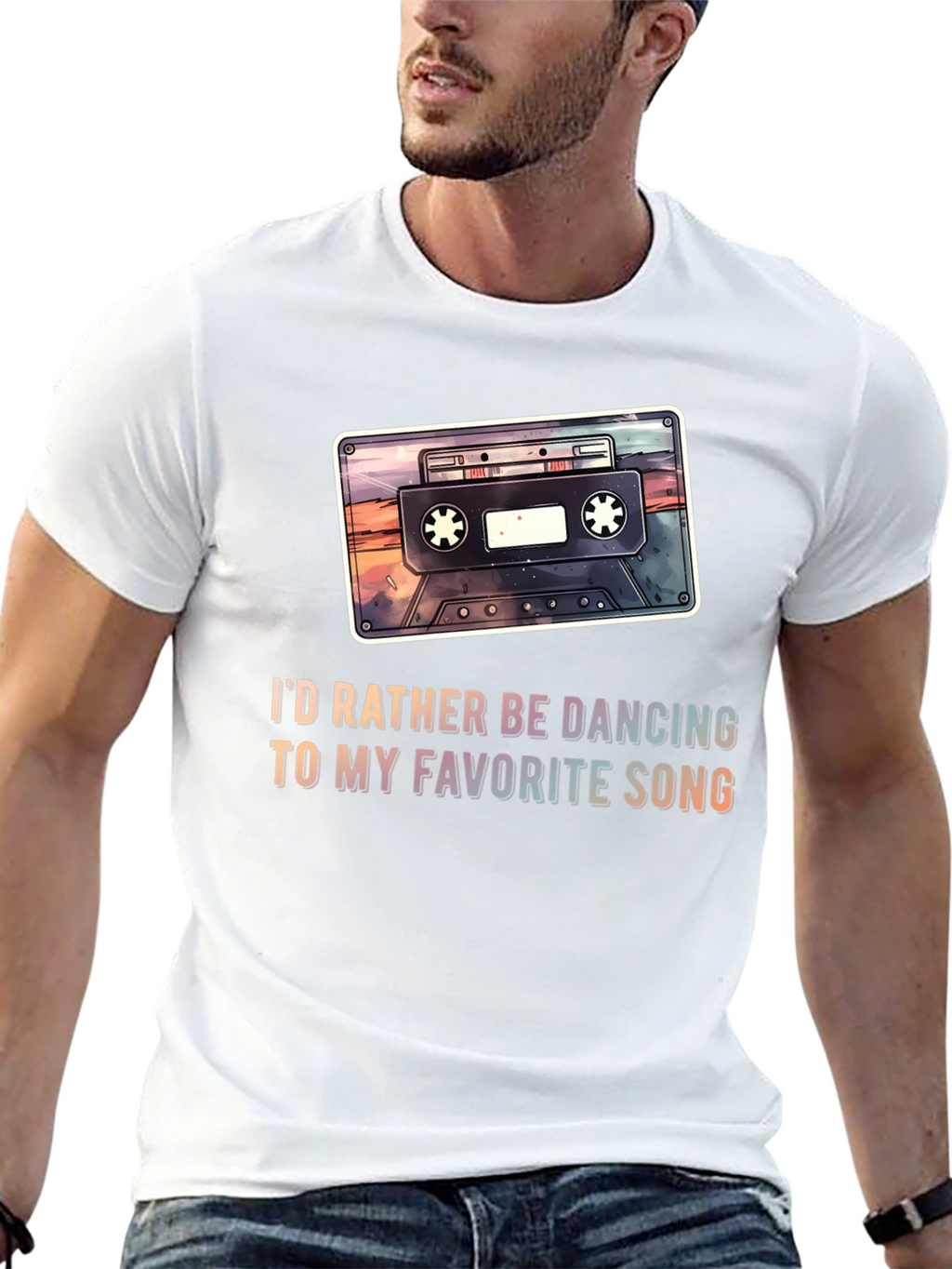 Retro Cassette Tape Graphic Tee - Dancing Song T-Shirt