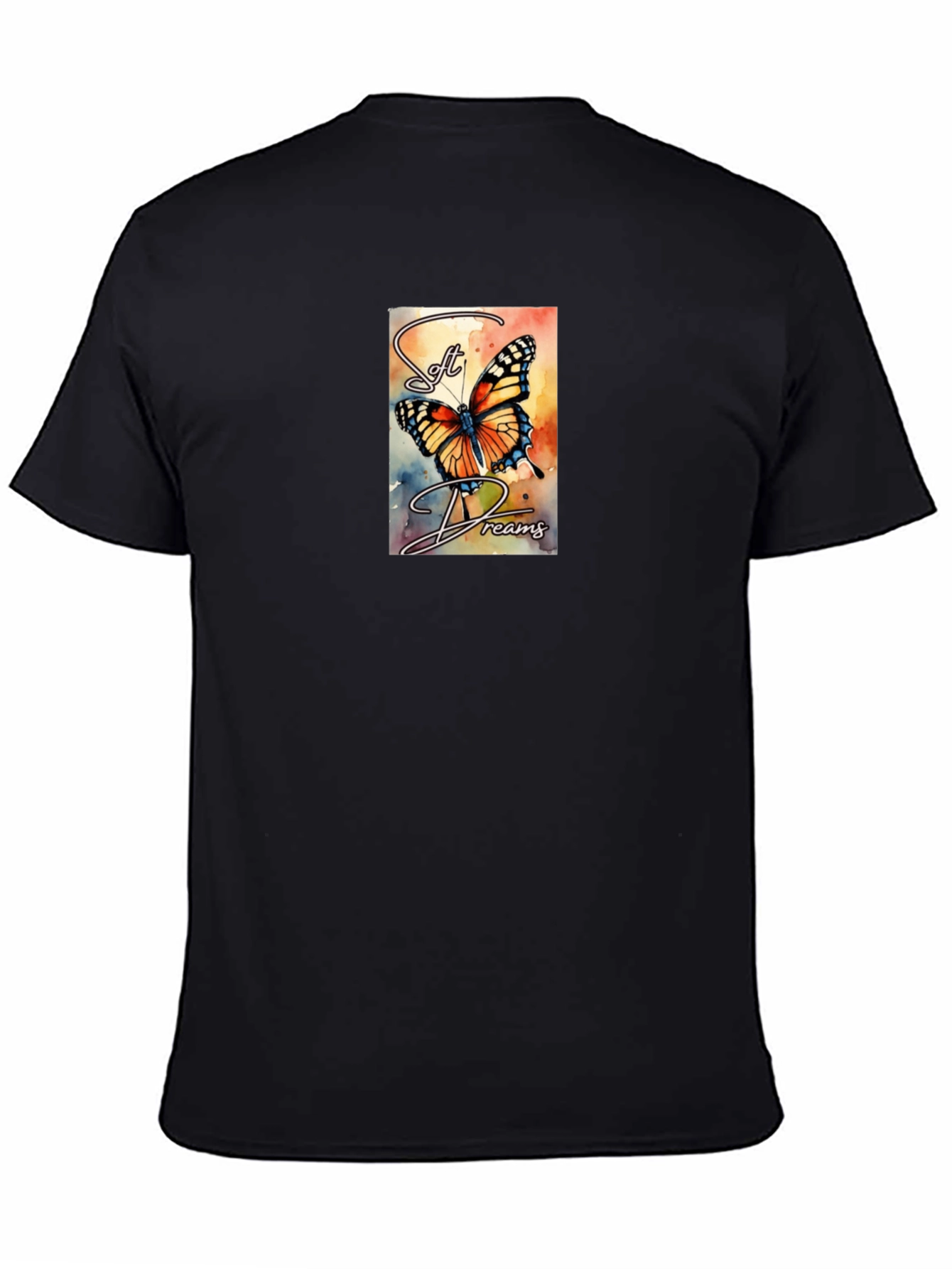 Soft Dreams Butterfly Graphic Tee - Black Cotton Blend