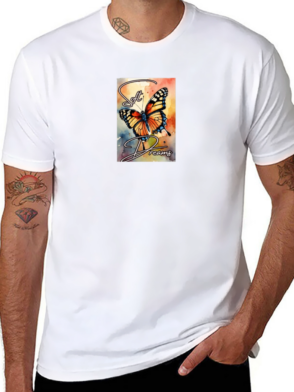Soft Dreams Butterfly Graphic Tee - Black Cotton Blend