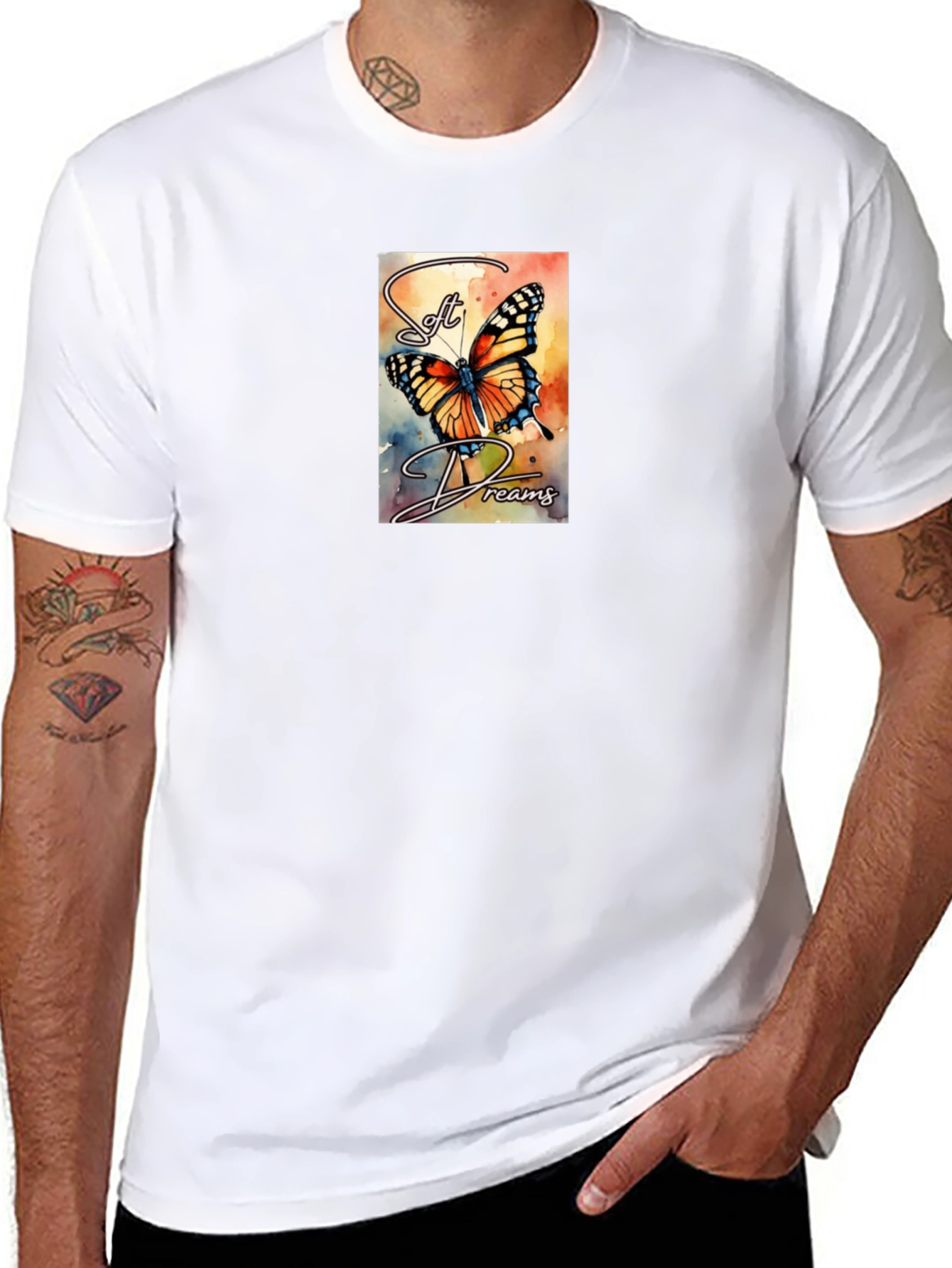 Soft Dreams Butterfly Graphic Tee - Black Cotton Blend