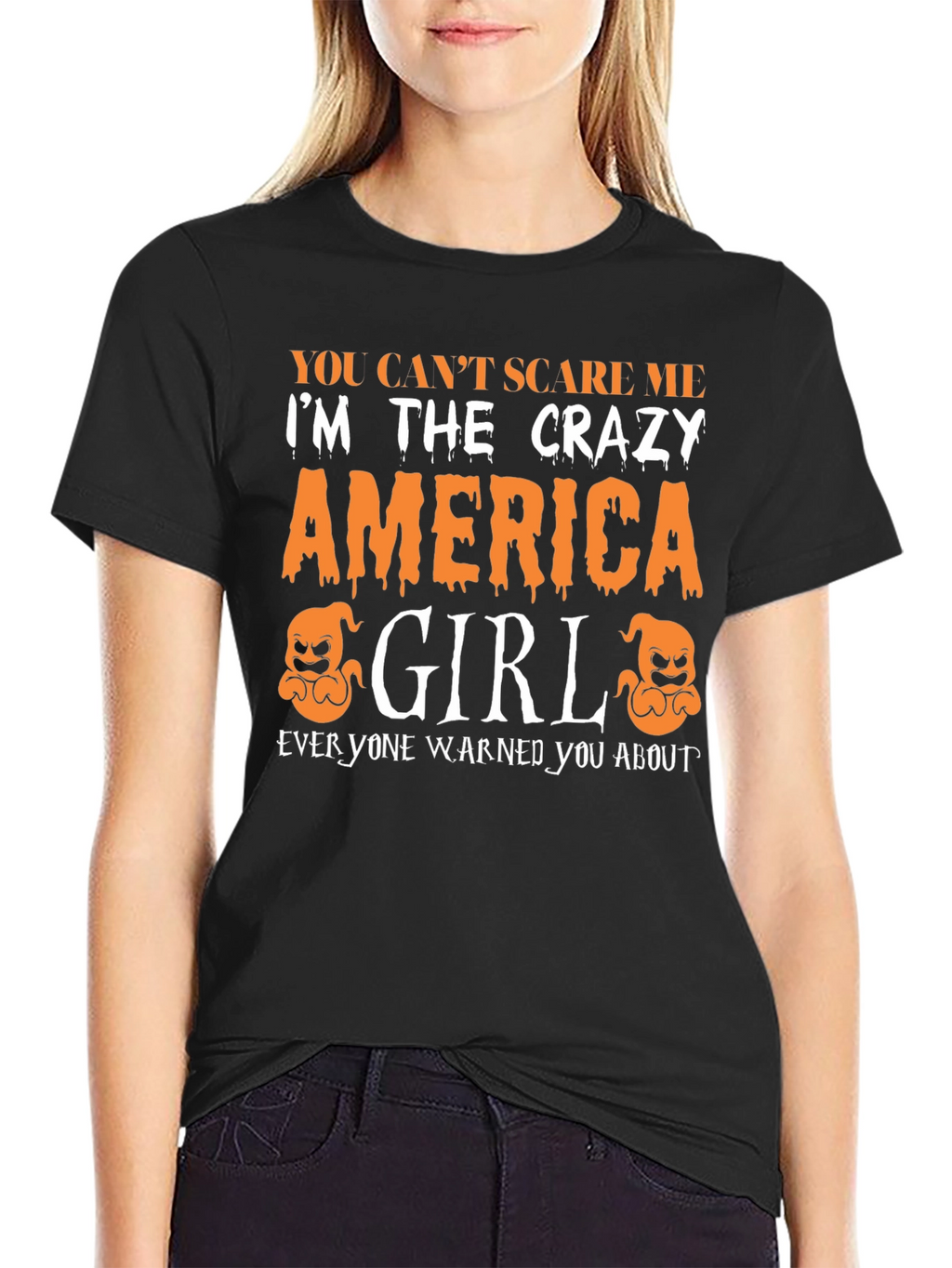 Crazy America Girl Halloween T-Shirt