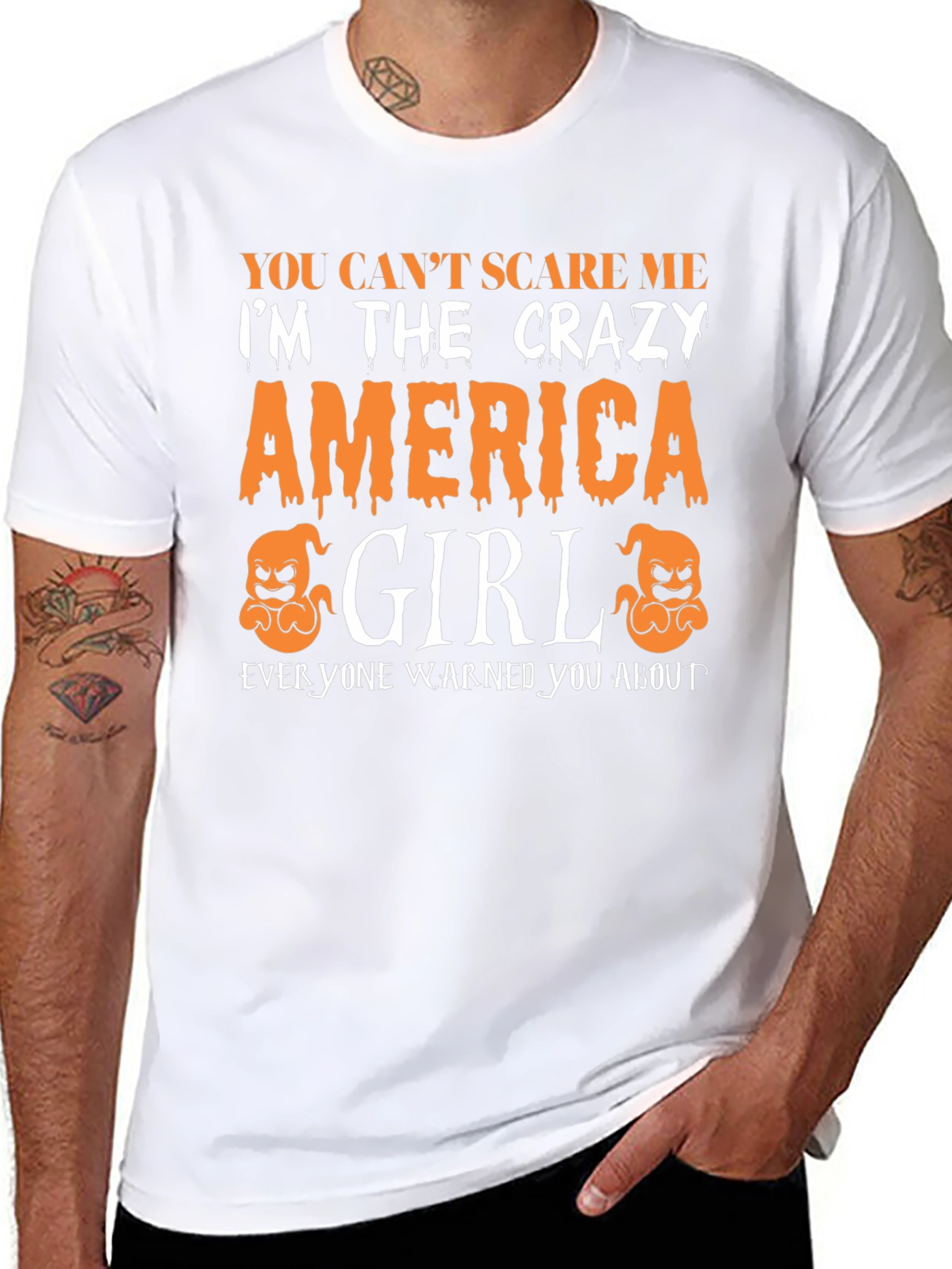 Crazy America Girl Halloween T-Shirt