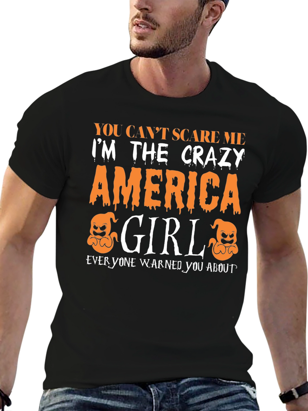 Crazy America Girl Halloween T-Shirt