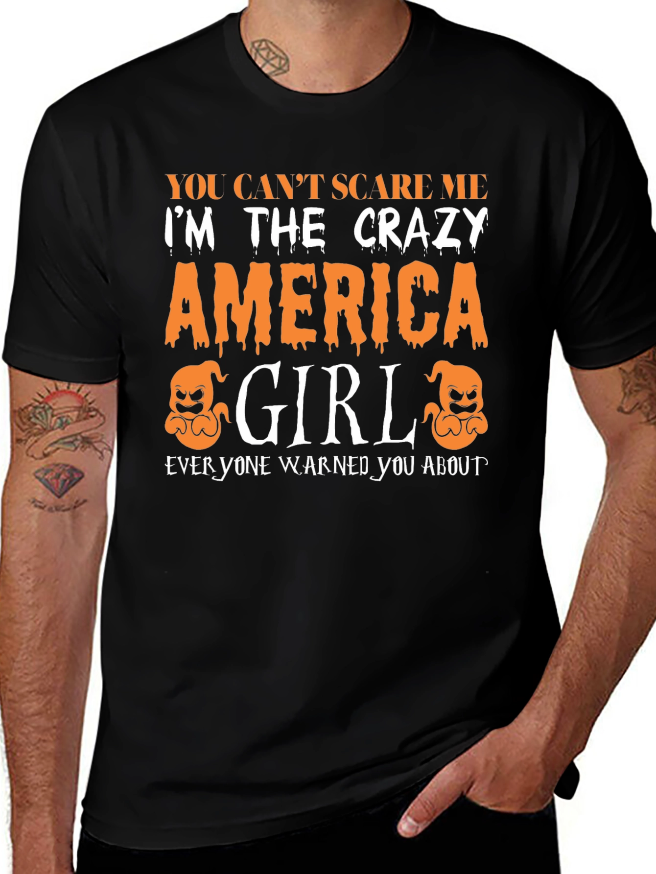 Crazy America Girl Halloween T-Shirt