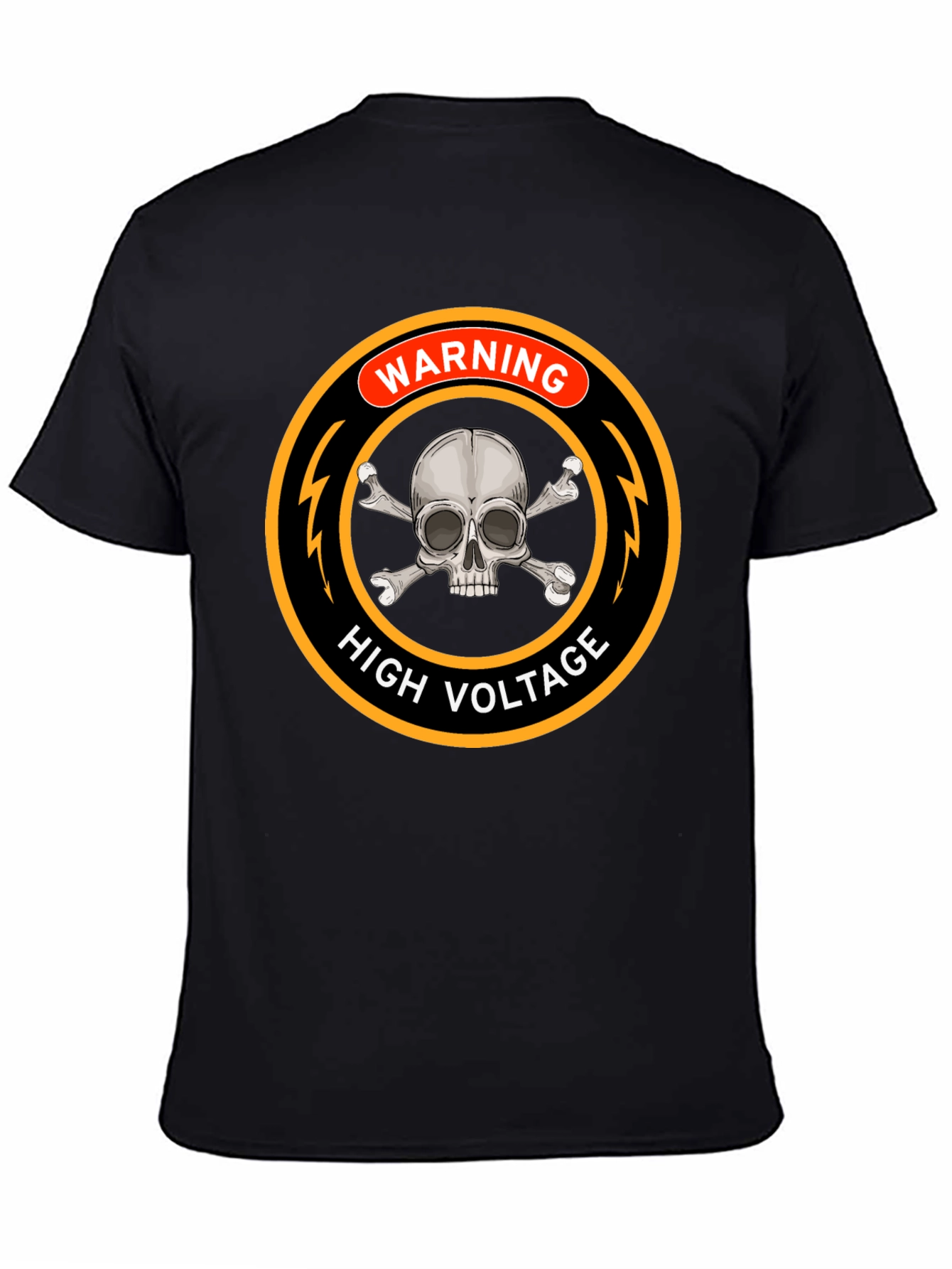 High Voltage Skull Warning Black T-Shirt