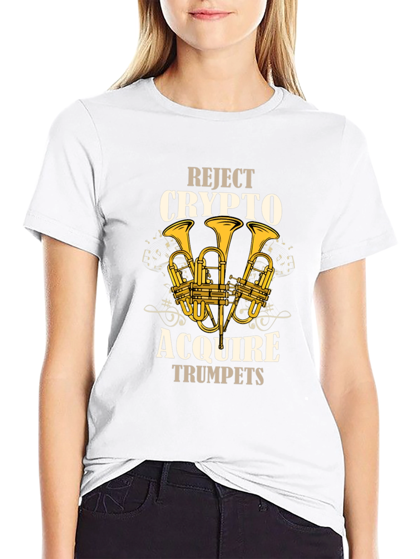 Reject Crypto Acquire Trumpets Graphic T-Shirt