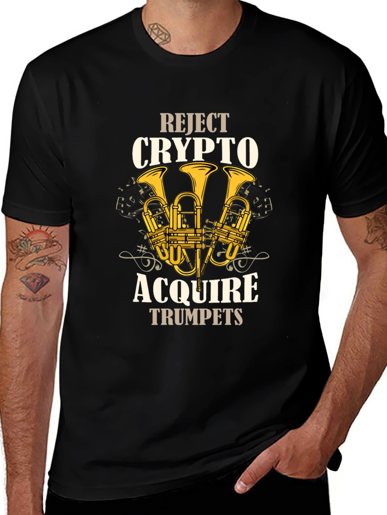Reject Crypto Acquire Trumpets Graphic T-Shirt