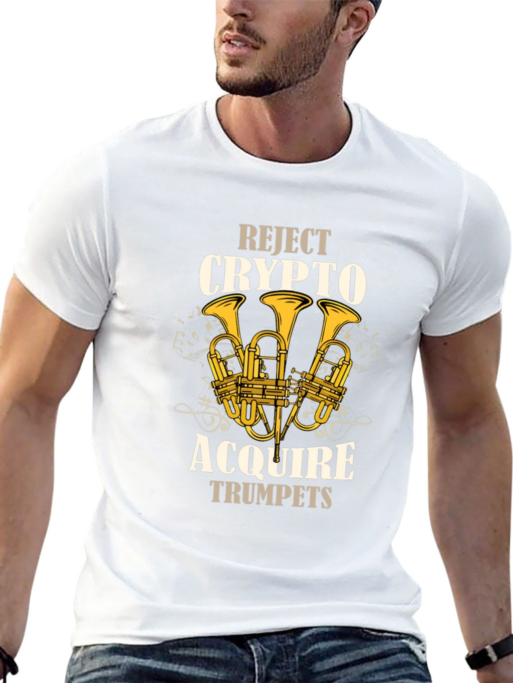 Reject Crypto Acquire Trumpets Graphic T-Shirt