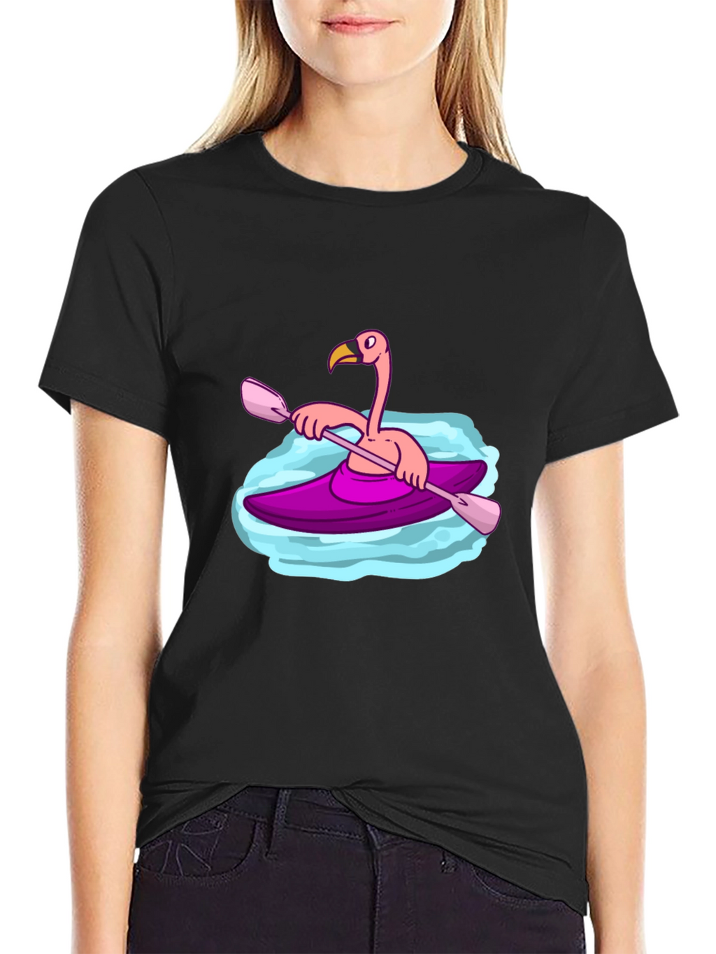 Flamingo Kayak Black T-Shirt