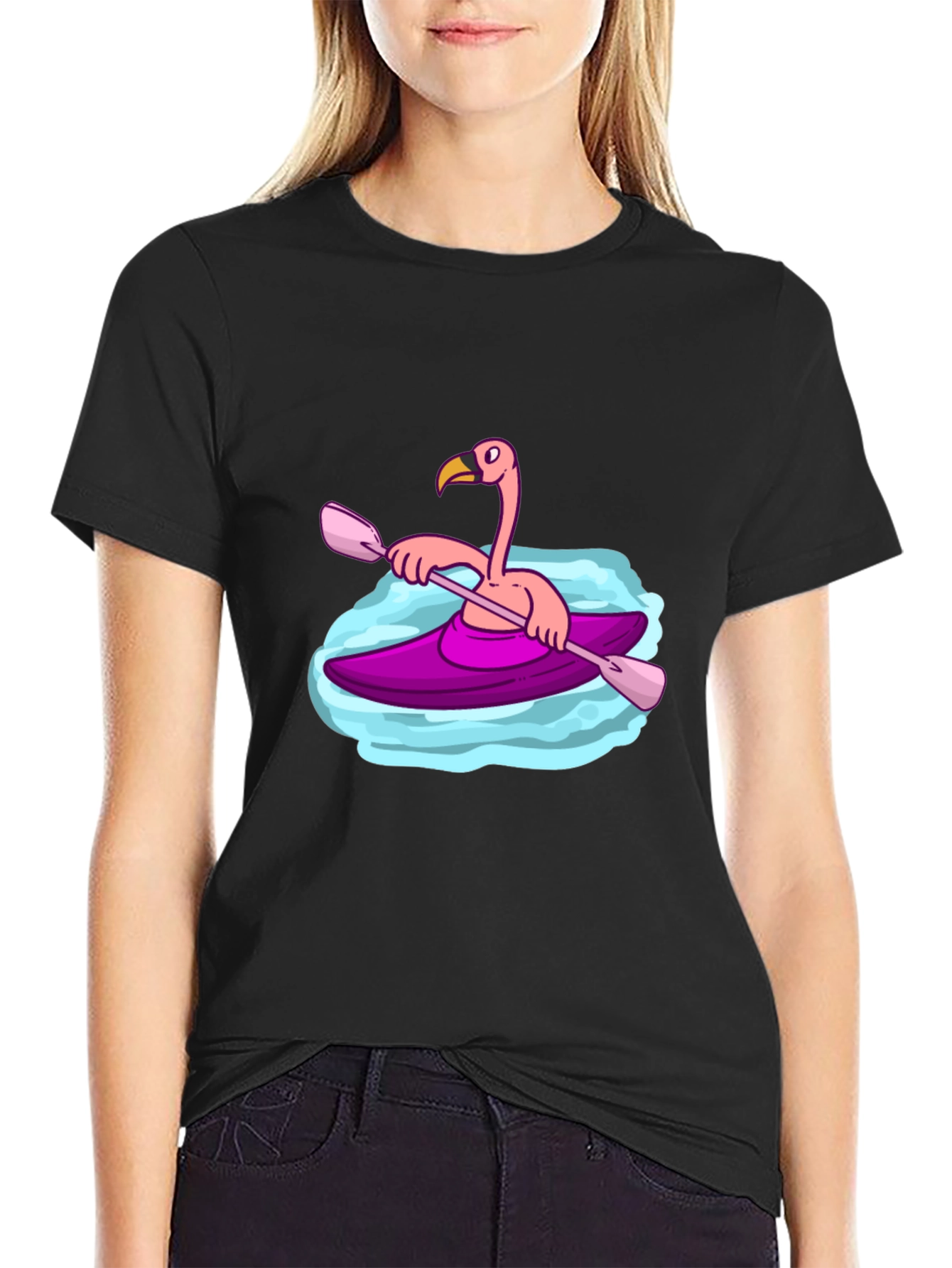 Flamingo Kayak Black T-Shirt